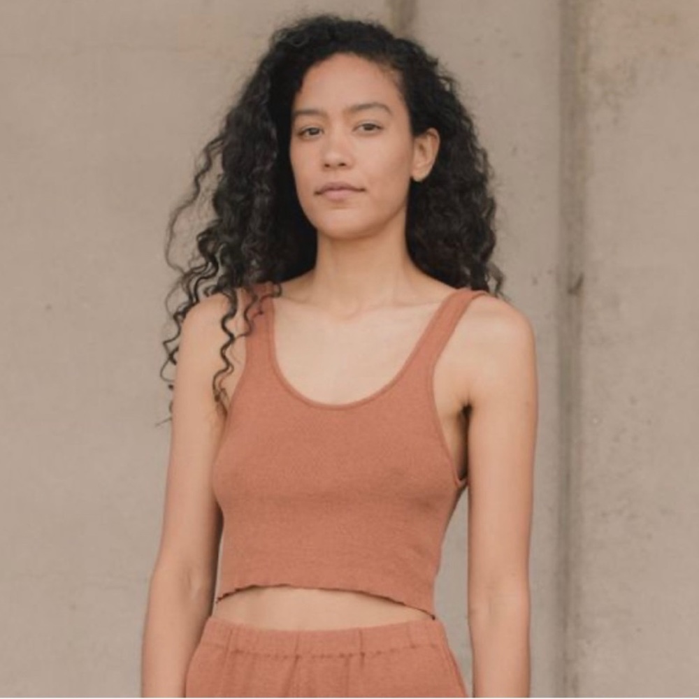 OZMA of California Maggie Crop Top in Sedona Pima Linen - XS - EUC